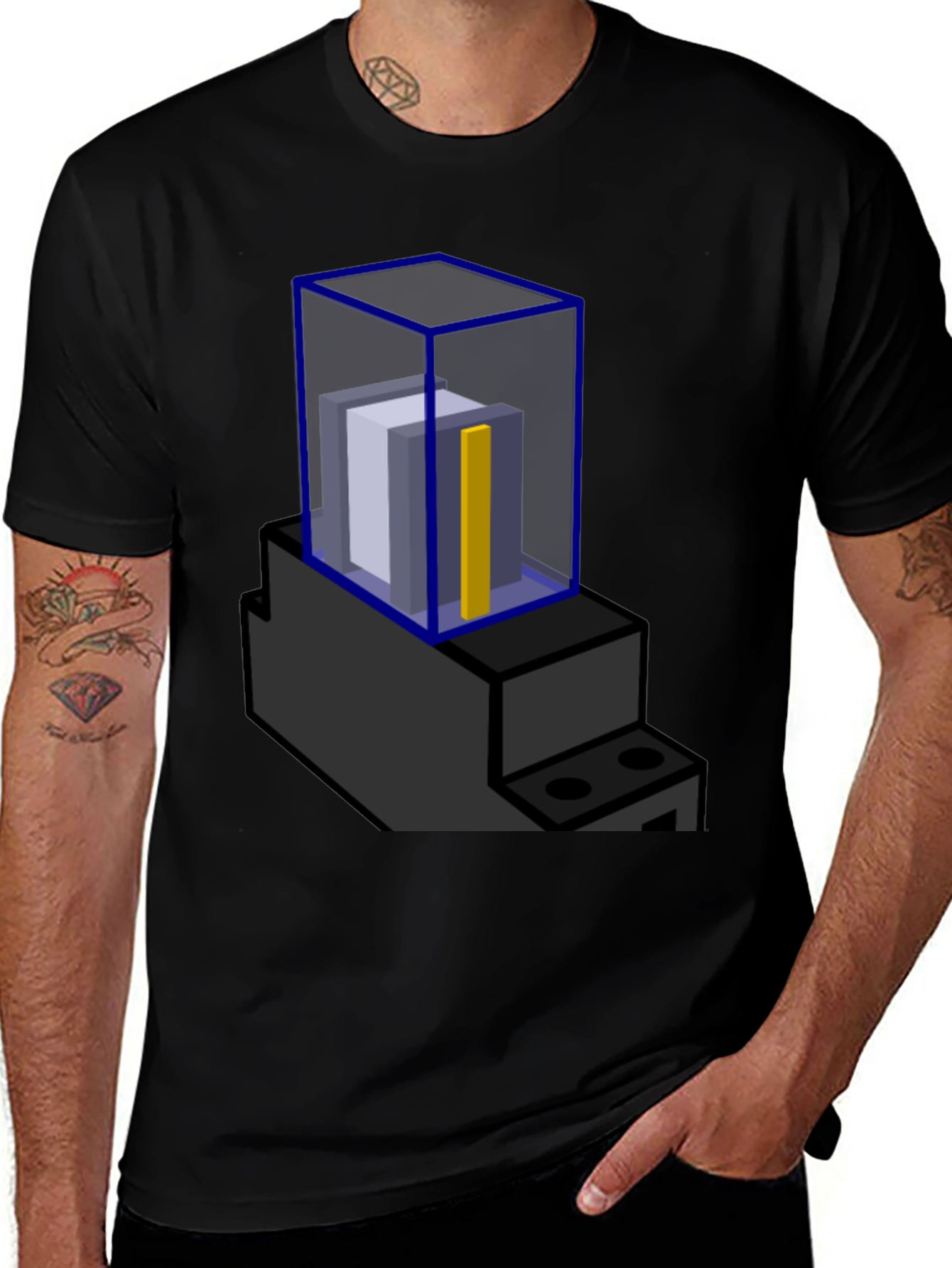 Abstract Blue Cube Graphic T-Shirt