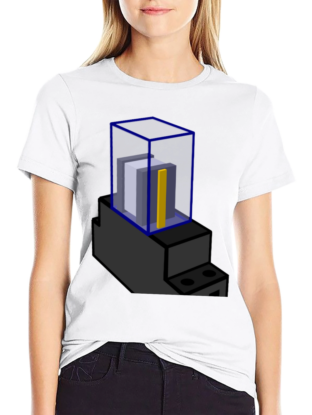 Abstract Blue Cube Graphic T-Shirt