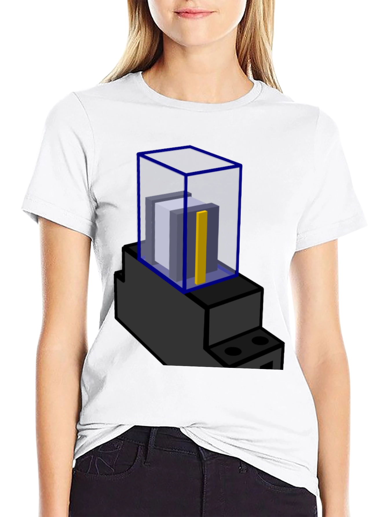 Abstract Blue Cube Graphic T-Shirt