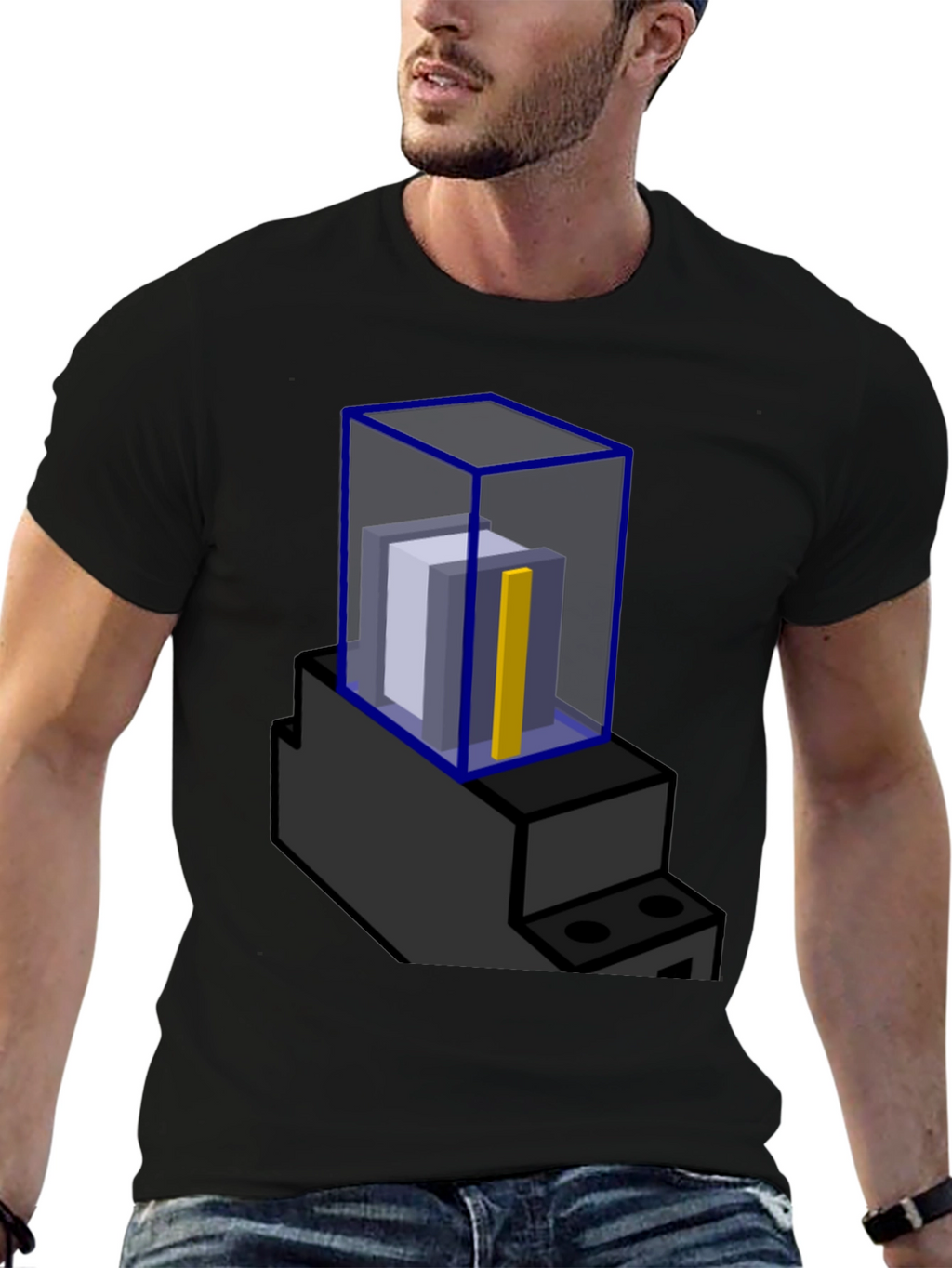 Abstract Blue Cube Graphic T-Shirt