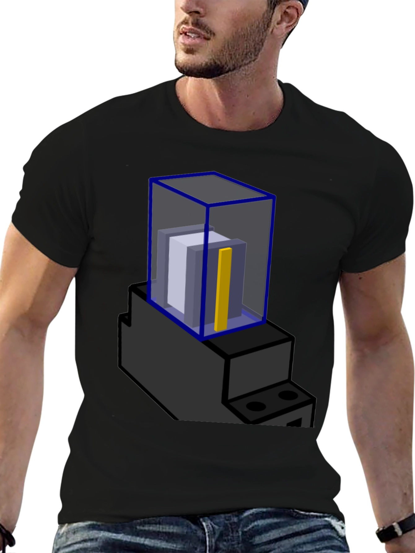 Abstract Blue Cube Graphic T-Shirt
