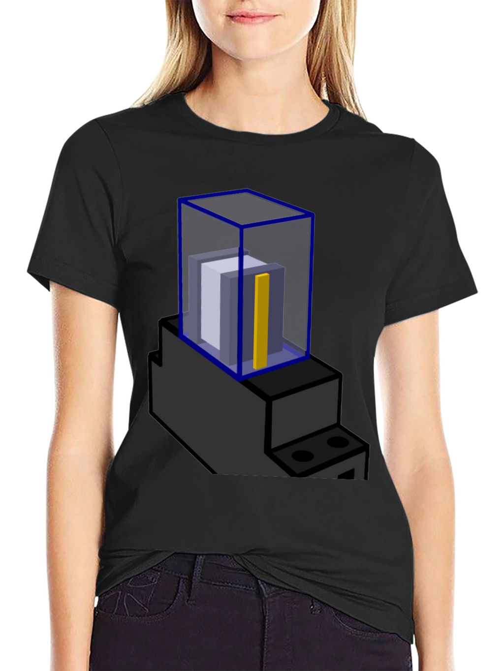 Abstract Blue Cube Graphic T-Shirt