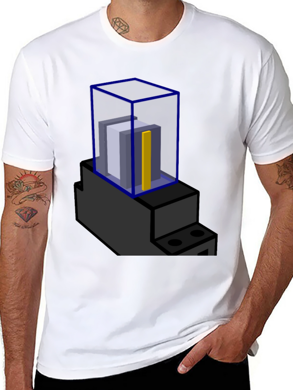 Abstract Blue Cube Graphic T-Shirt