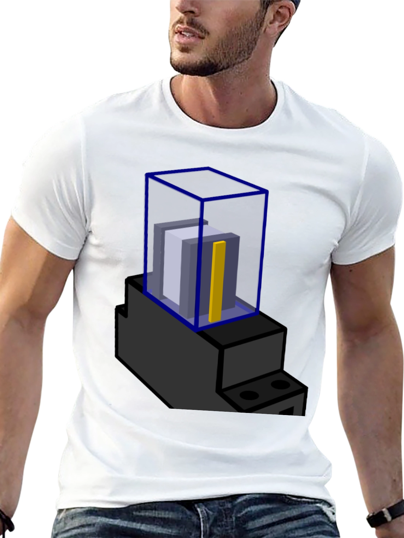 Abstract Blue Cube Graphic T-Shirt
