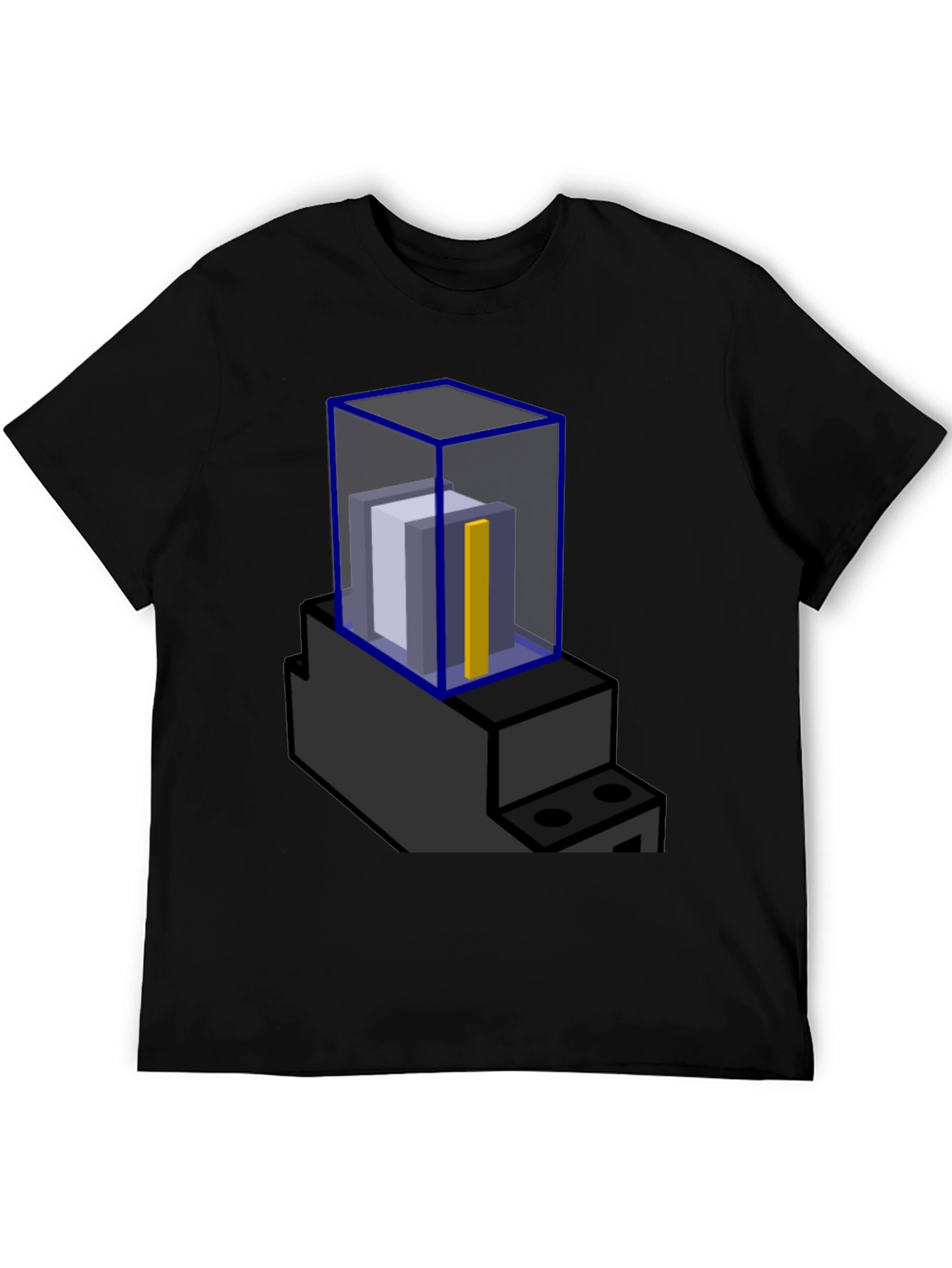 Abstract Blue Cube Graphic T-Shirt