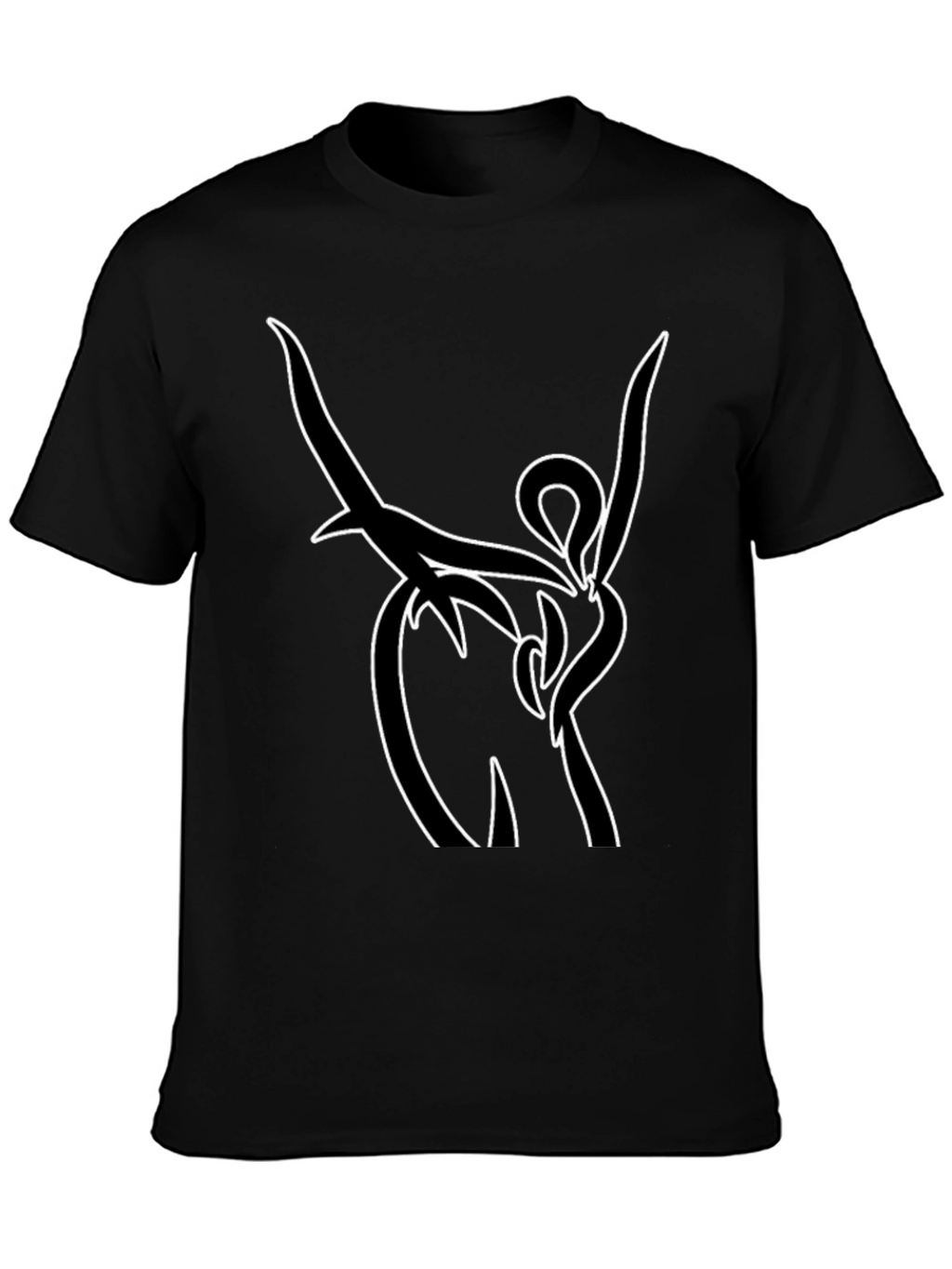 Abstract Line Art Black T-Shirt