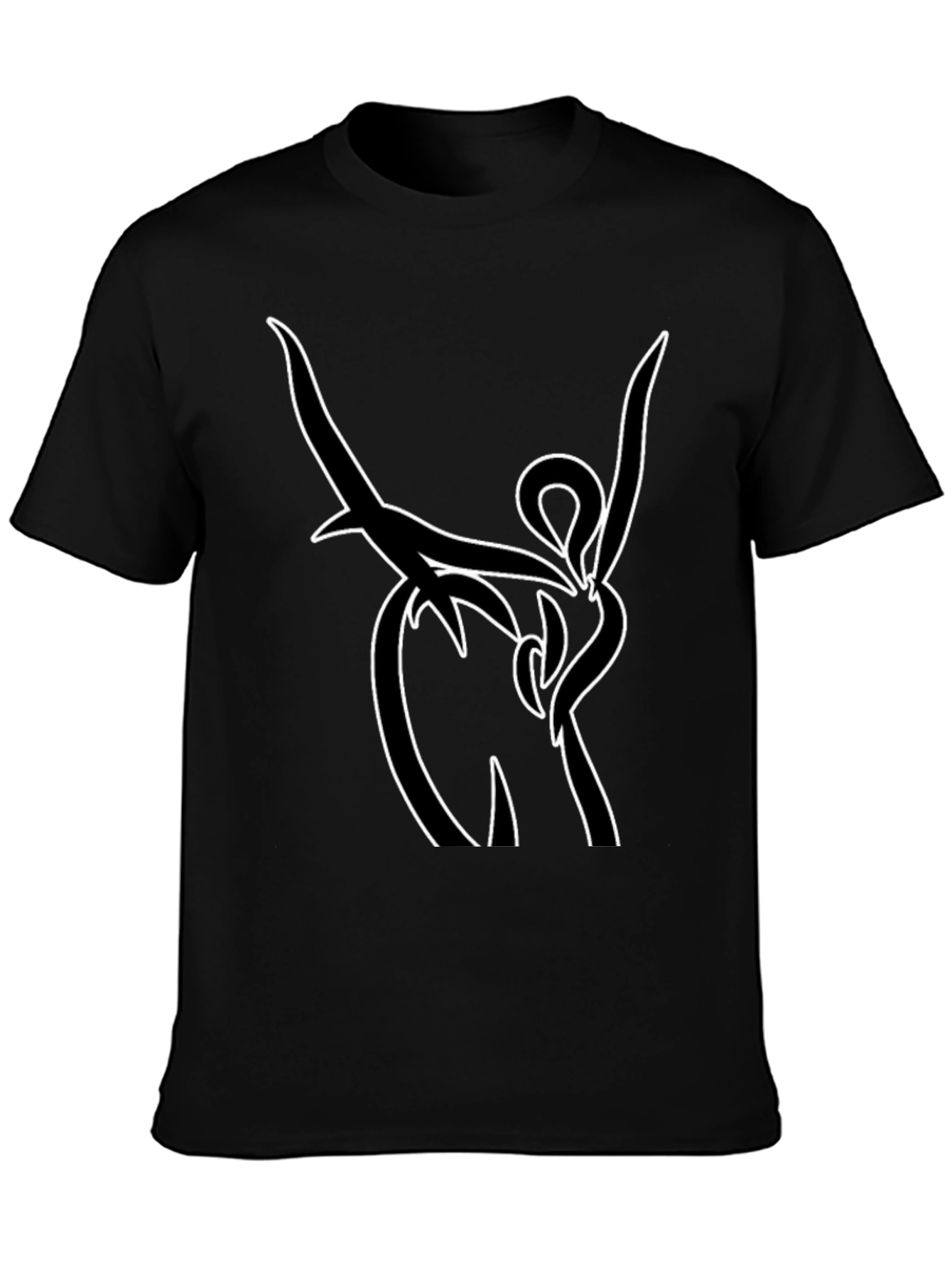 Abstract Line Art Black T-Shirt