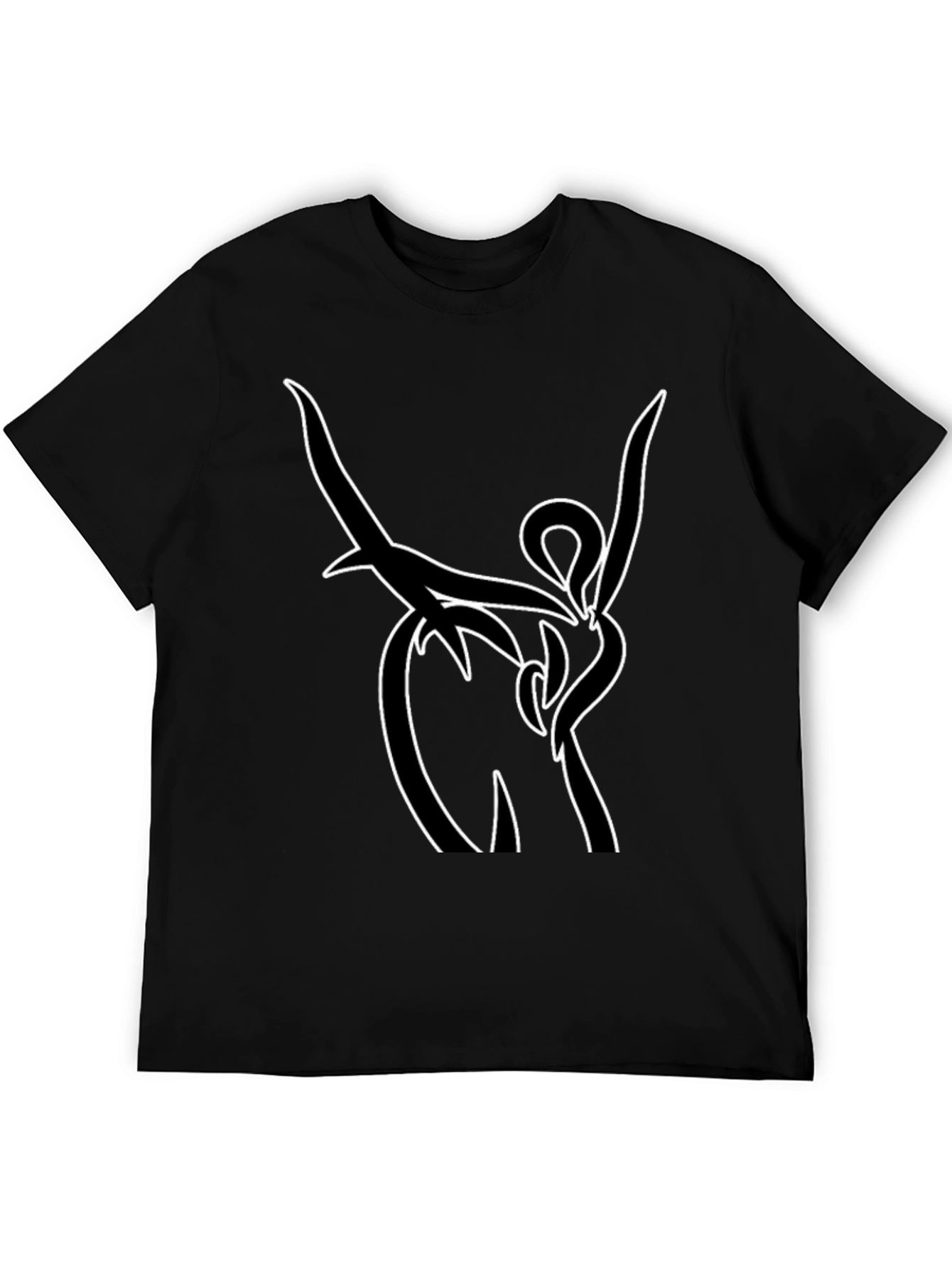 Abstract Line Art Black T-Shirt
