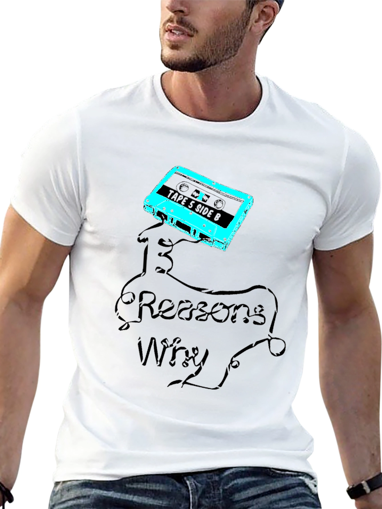 13 Reasons Why Cassette Tape Graphic Tee - Black