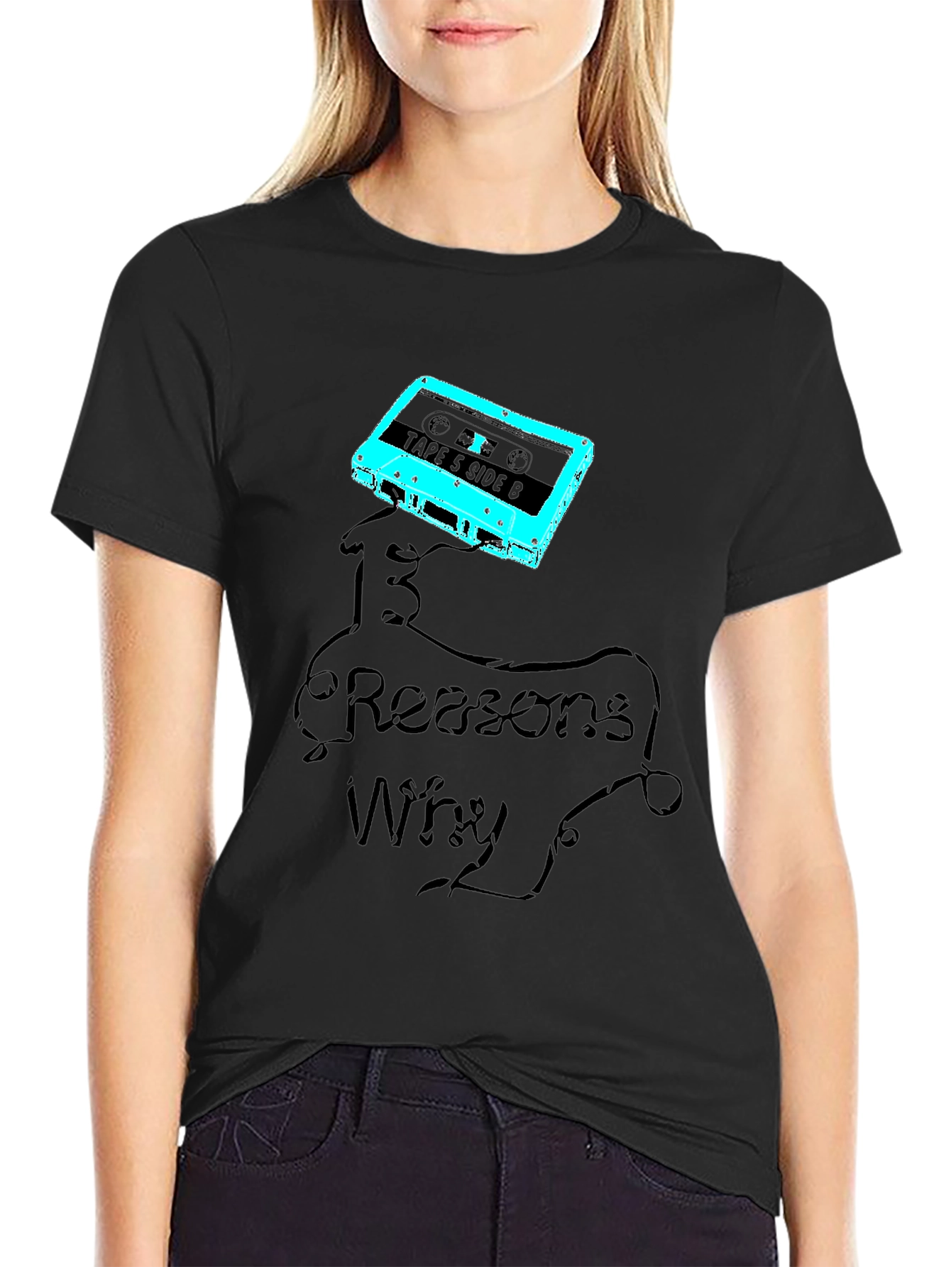 13 Reasons Why Cassette Tape Graphic Tee - Black