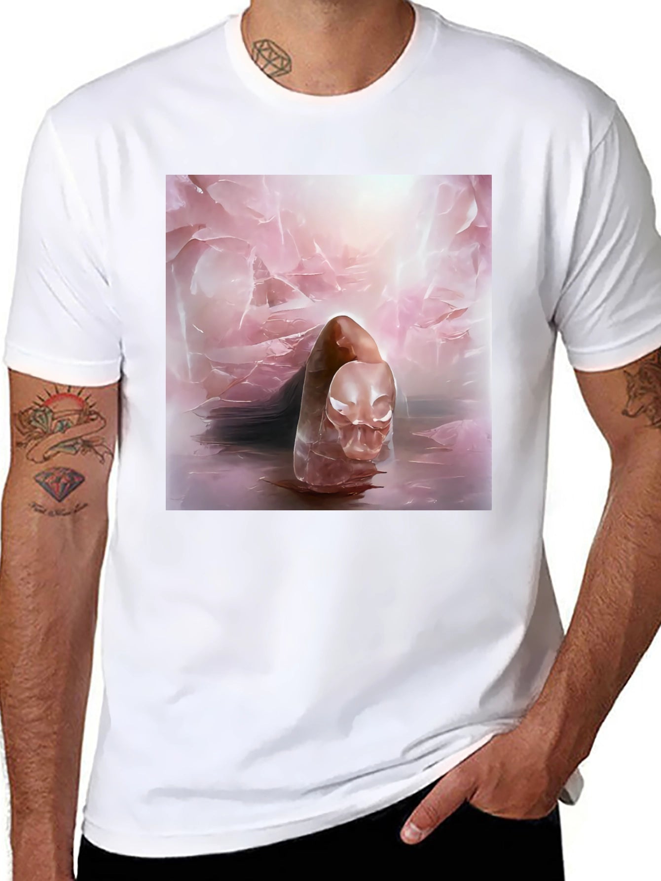 Abstract Art Tee - Ethereal Pink Design