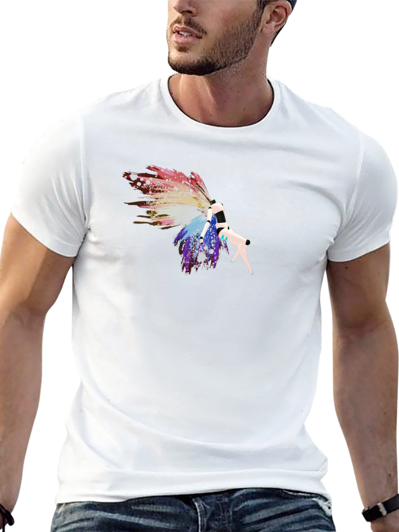 Abstract Graphic Tee - Black Cotton Blend T-Shirt