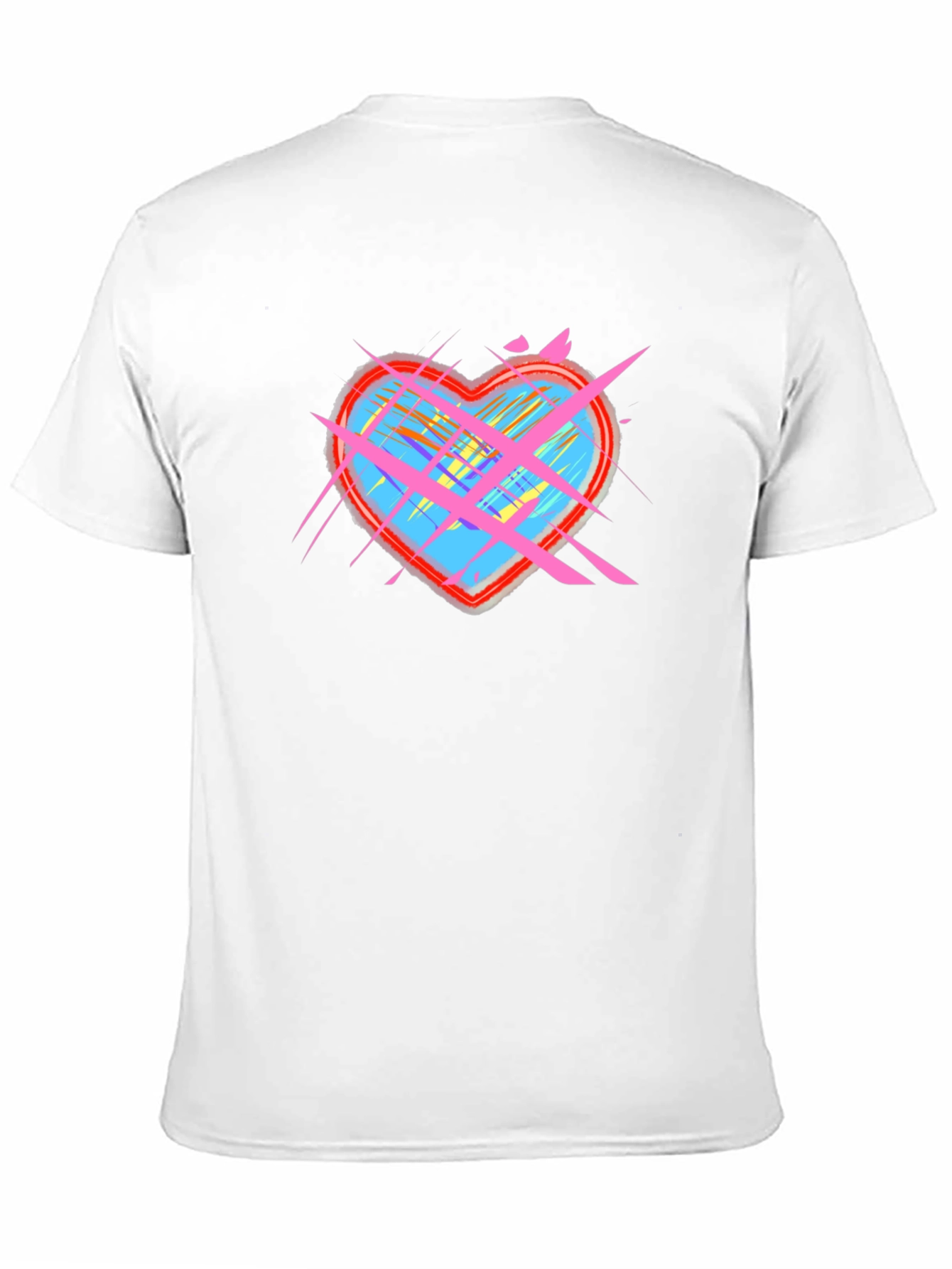 Abstract Heart Graphic Tee - Black Cotton Casual Top