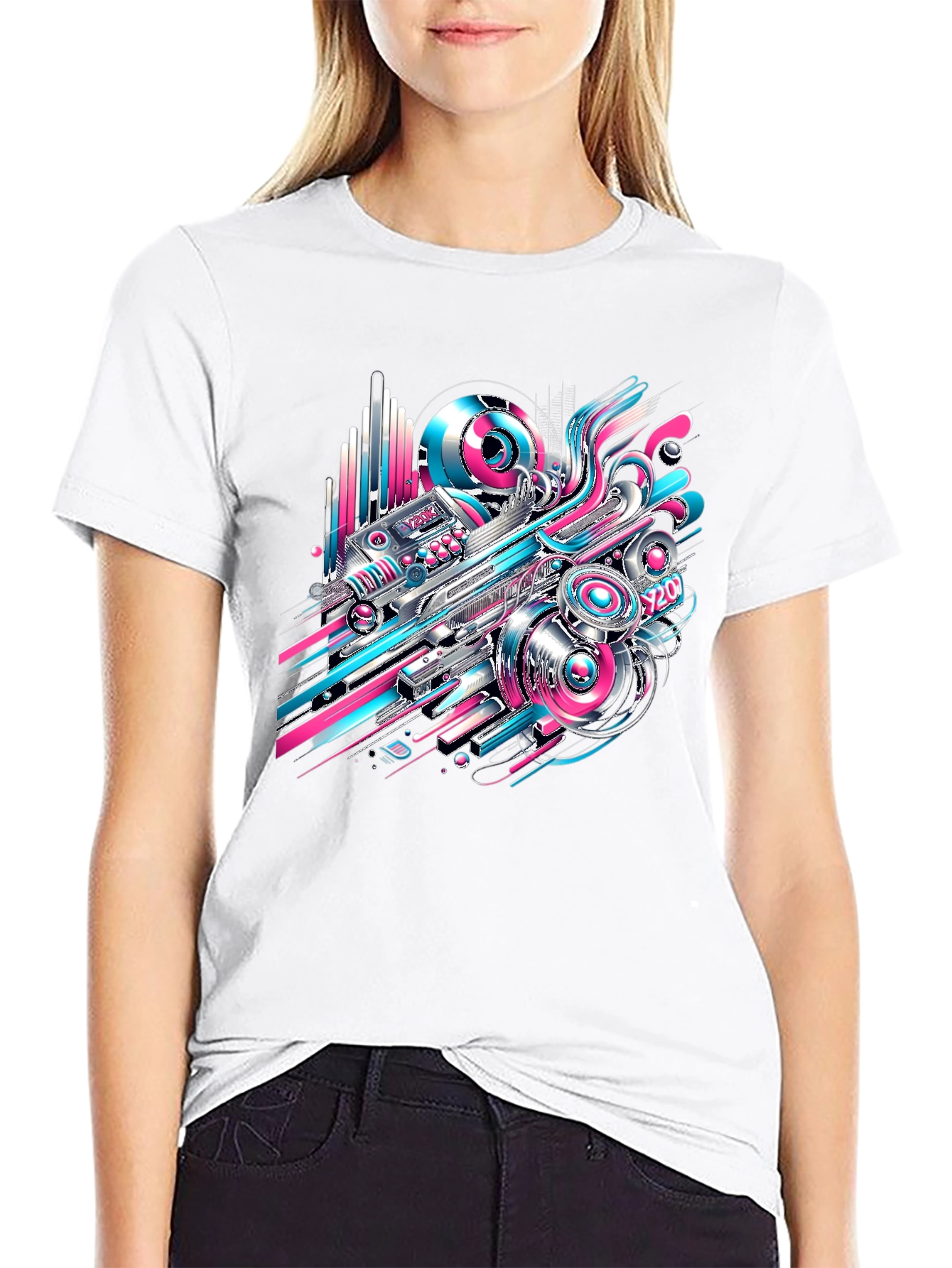 Abstract Tech Black T-Shirt - Bold Design