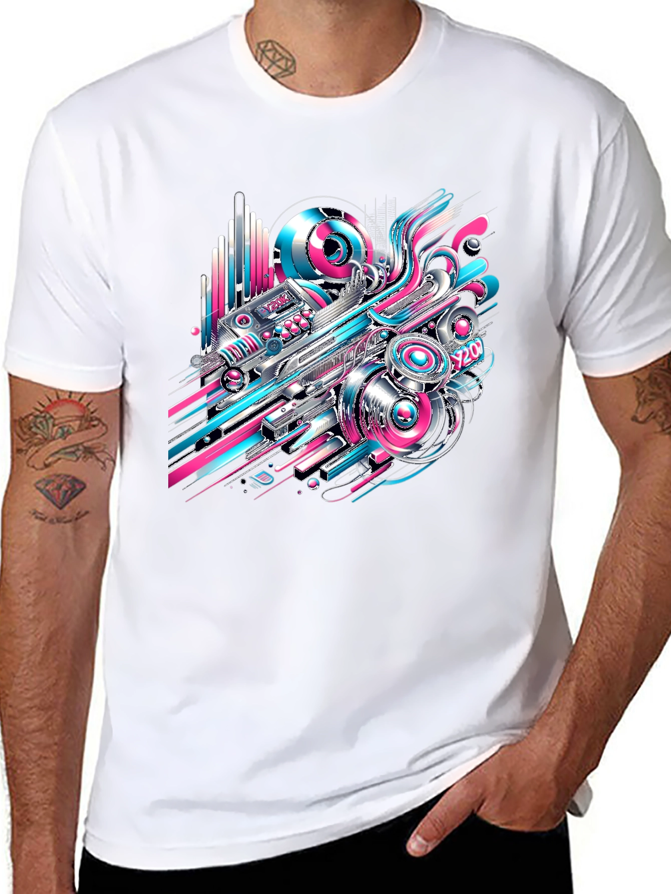 Abstract Tech Black T-Shirt - Bold Design