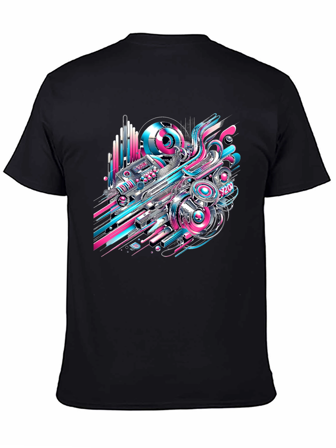 Abstract Tech Black T-Shirt - Bold Design
