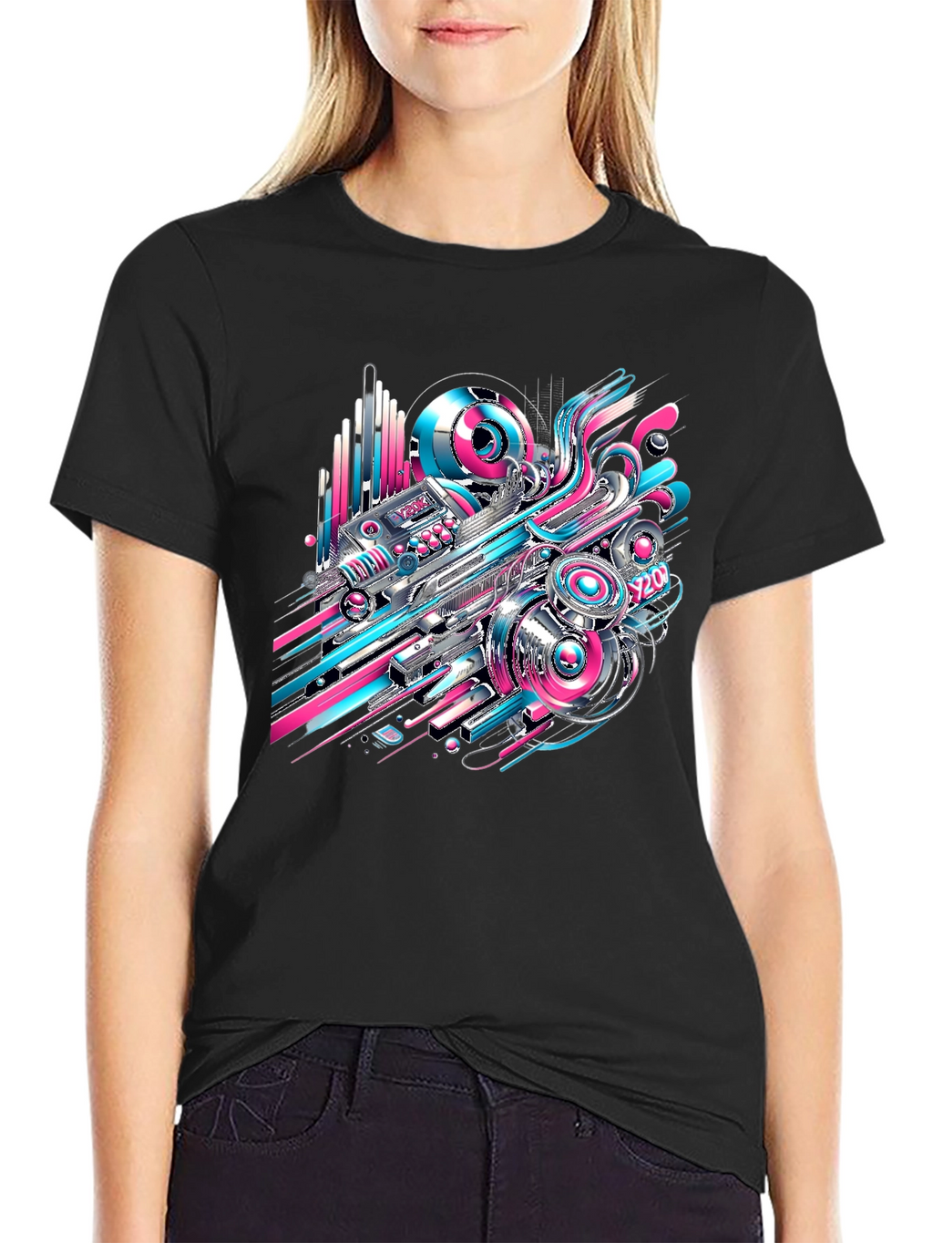 Abstract Tech Black T-Shirt - Bold Design