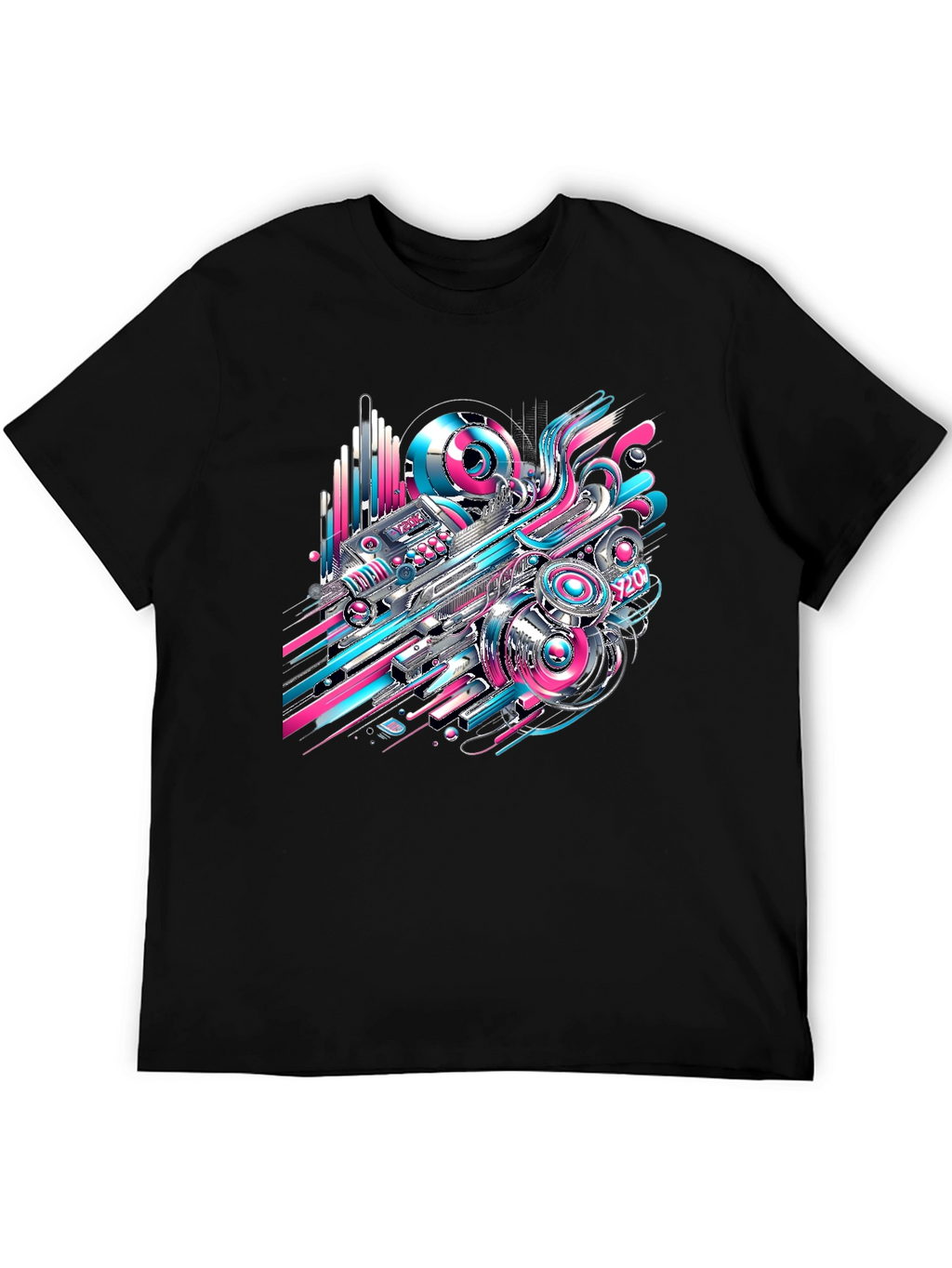 Abstract Tech Black T-Shirt - Bold Design