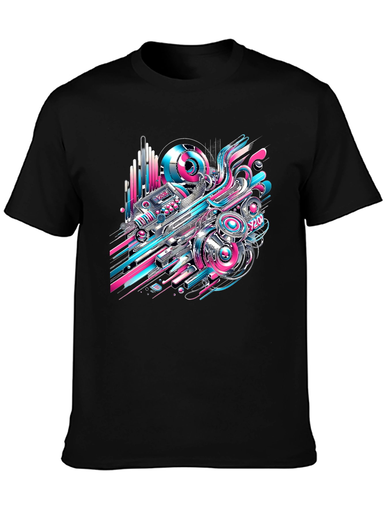 Abstract Tech Black T-Shirt - Bold Design