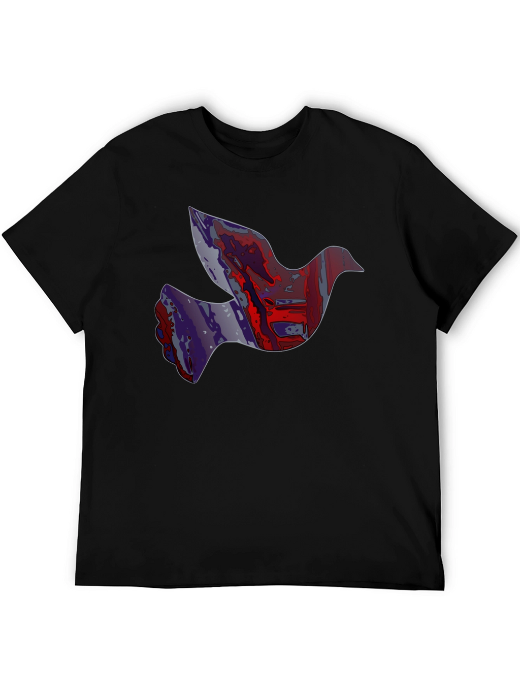 Abstract Dove Graphic Print Black T-Shirt
