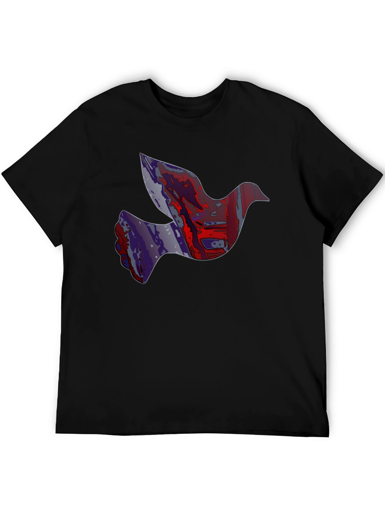 Abstract Dove Graphic Print Black T-Shirt
