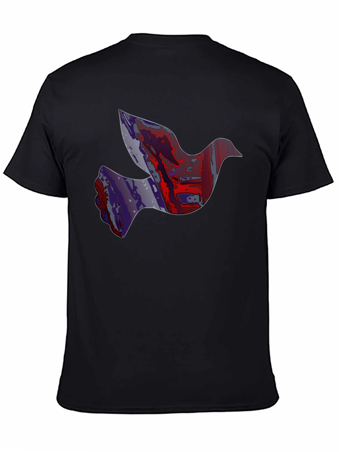 Abstract Dove Graphic Print Black T-Shirt