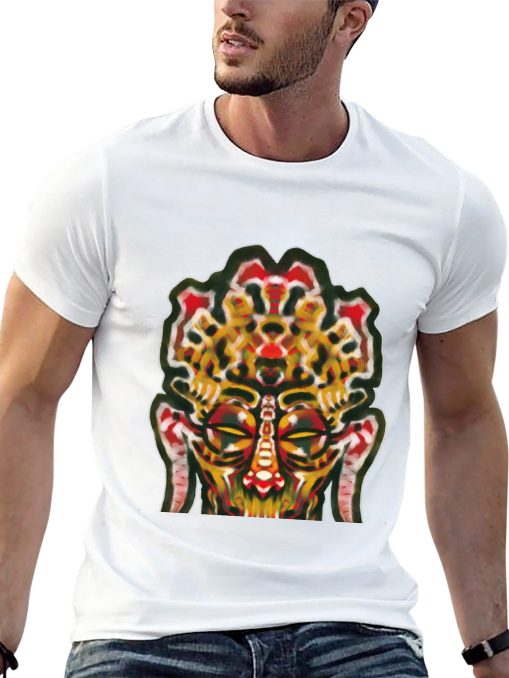 Abstract Face Graphic Tee - Unique Streetwear
