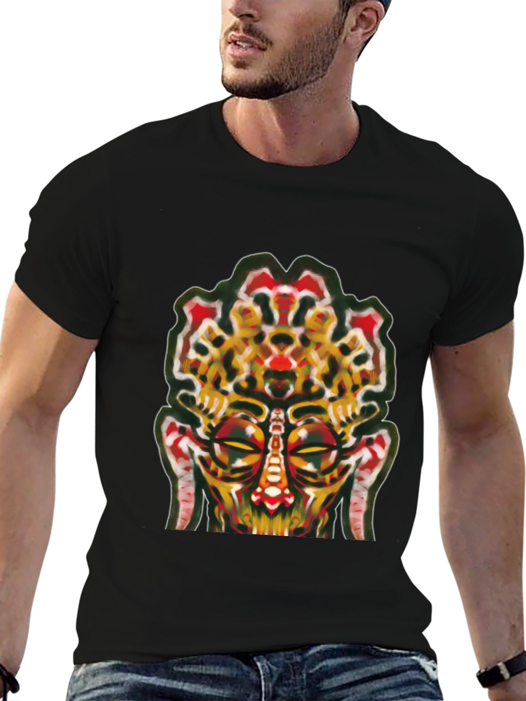 Abstract Face Graphic Tee - Unique Streetwear