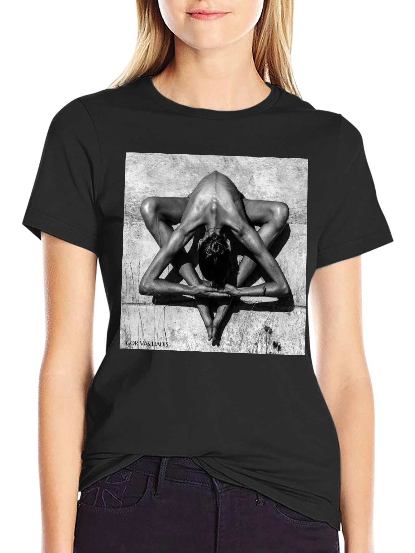 Abstract Yoga Art Black T-Shirt