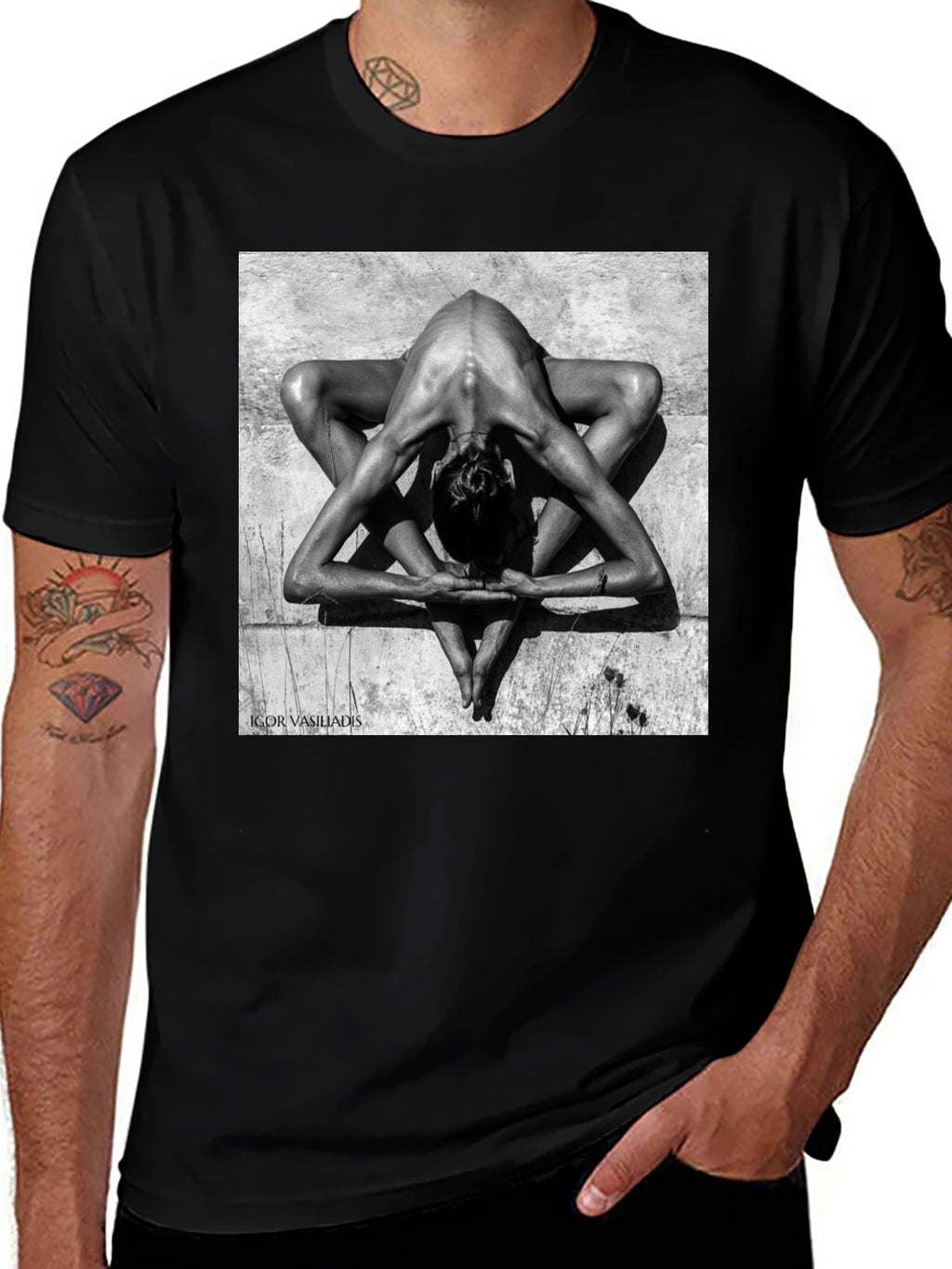 Abstract Yoga Art Black T-Shirt